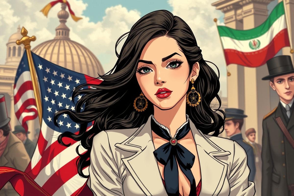 Iran-US historical diplomat illustration