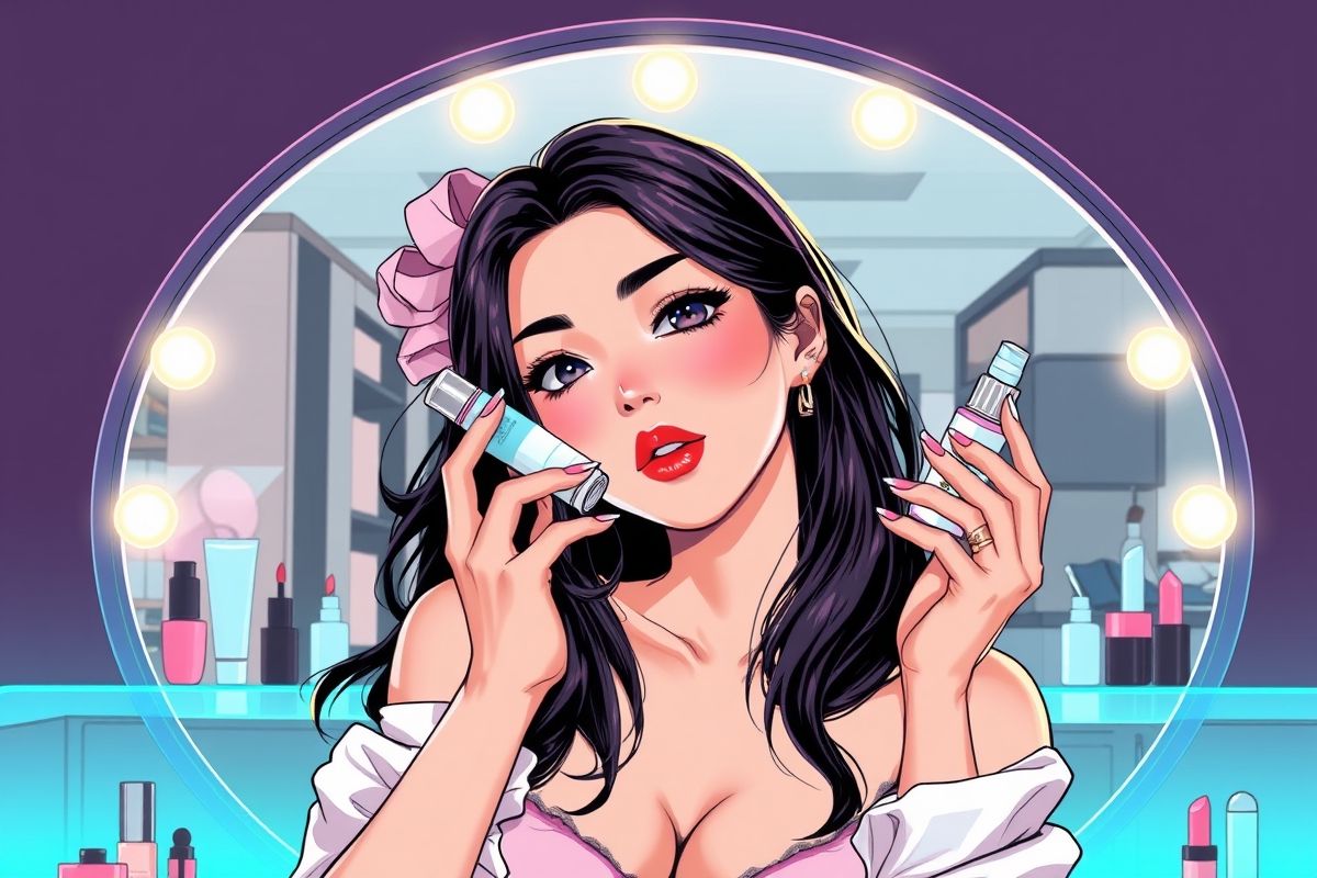 Korean beauty influencer manga style
