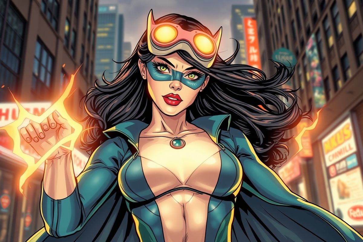 K-beauty superhero comic style