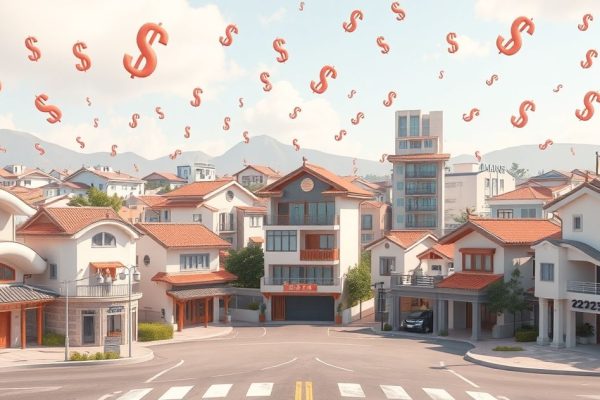 2025년 부동산 시장 정책 불확실성과 금리 인하 갈림길 3D 일러스트