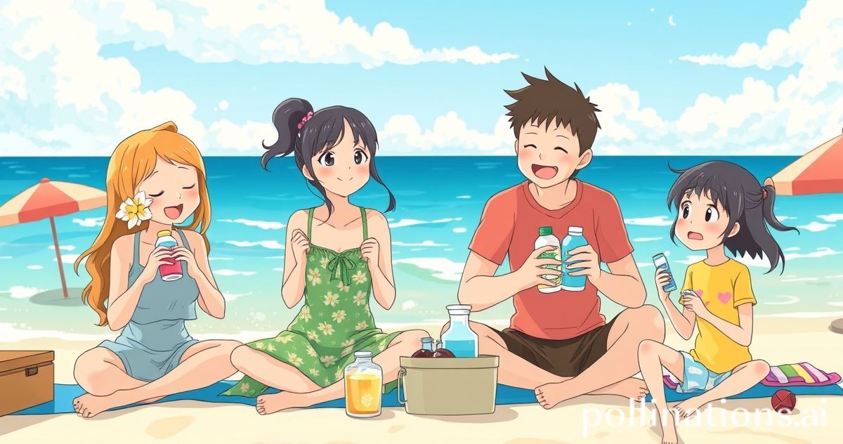 Korean families enjoying summer with cooling products