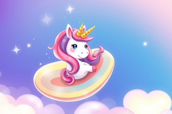 Bonding curve memecoin trends analysis with cute unicorn character
