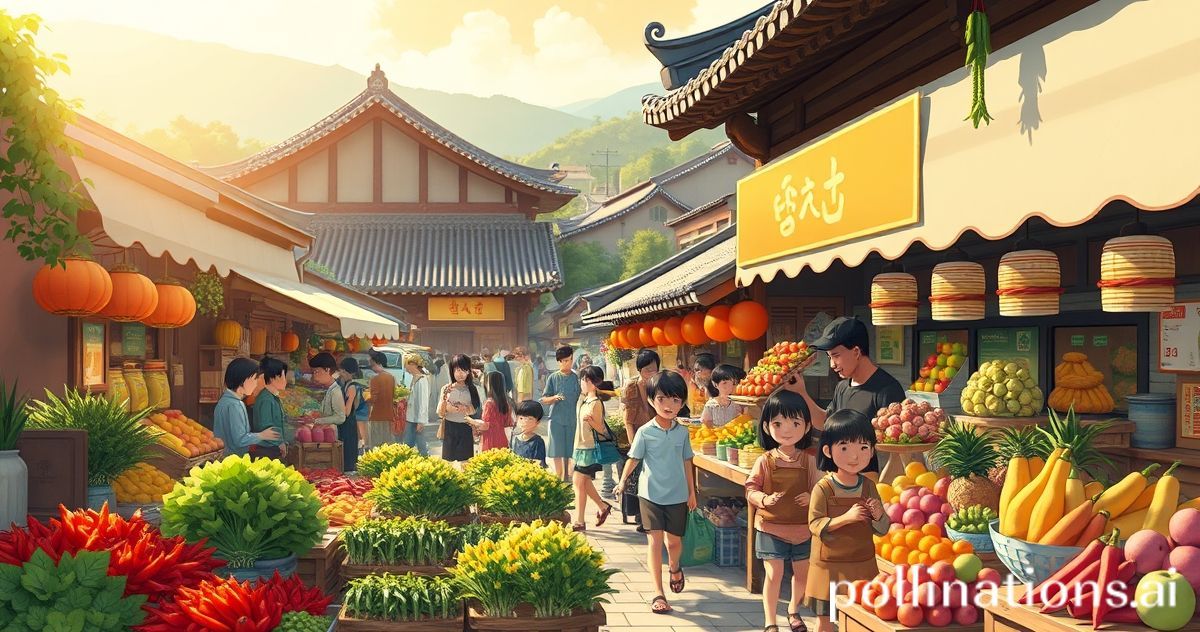 Korean traditional market illustration