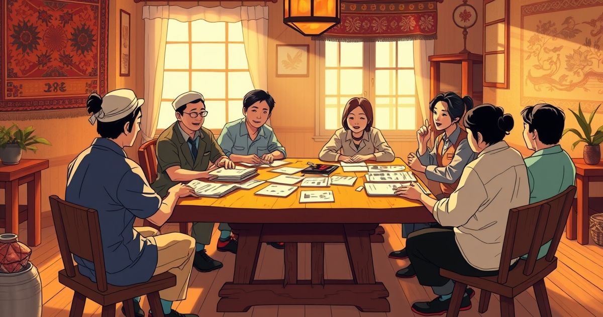 Workers and business owners discussion illustration