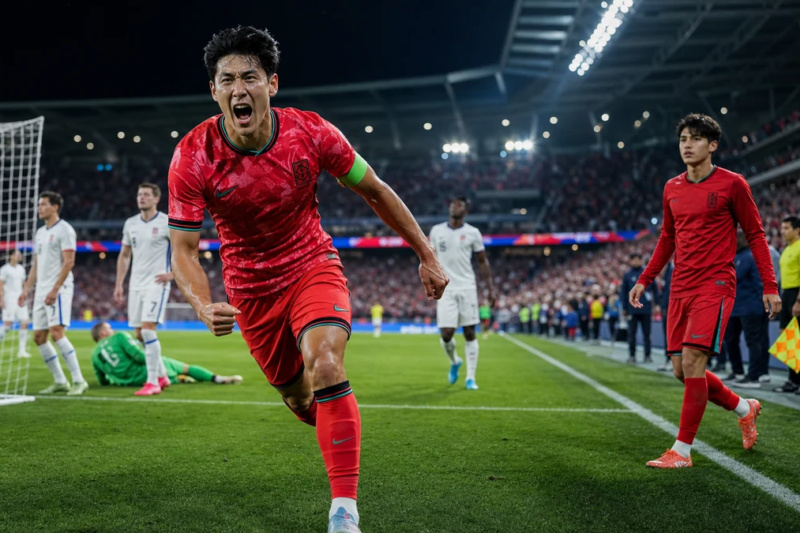 한국 축구 국가대표팀 승리 축하
