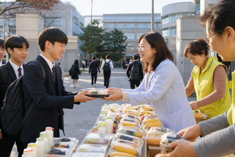 울주군보건소, 삼남중학교에서 청소년 아침밥 먹기 캠페인 진행