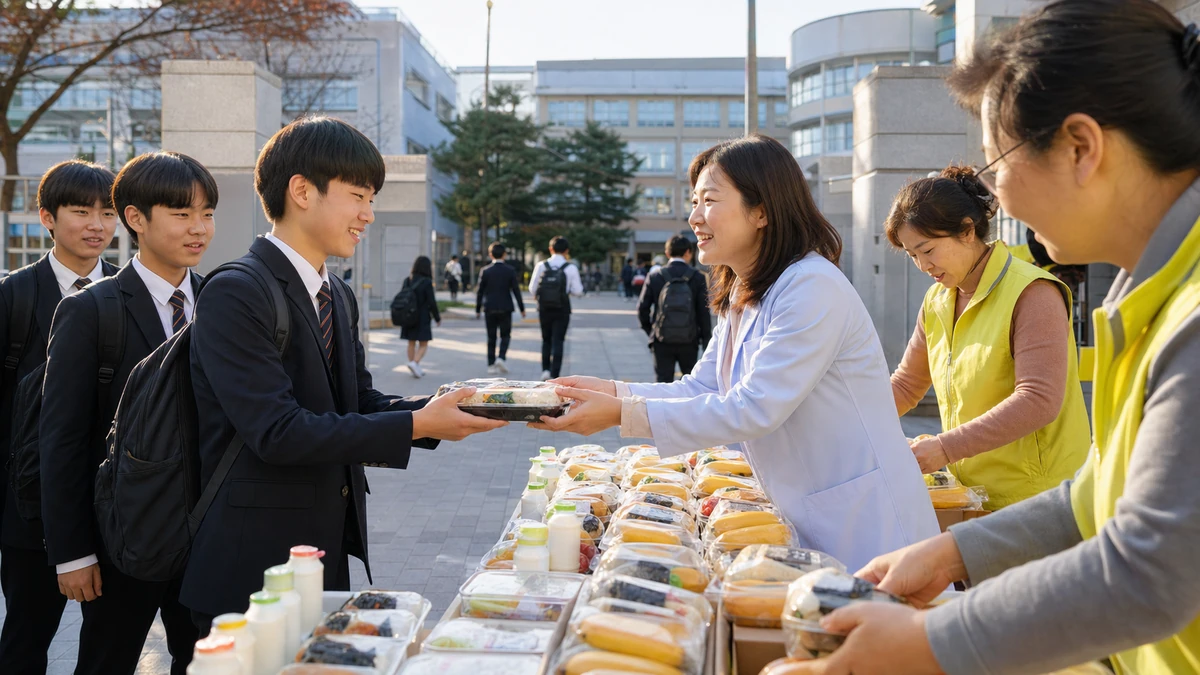 울주군보건소, 삼남중학교에서 청소년 아침밥 먹기 캠페인 진행