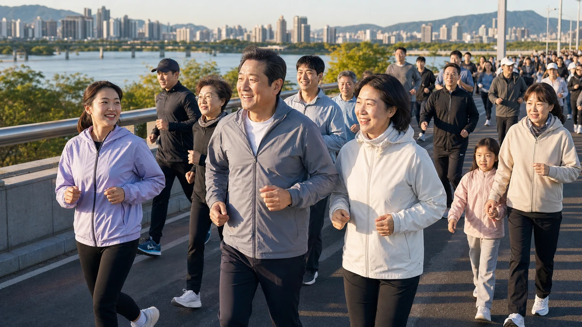 오세훈 서울시장, 광진교 ‘쉬엄쉬엄 모닝’서 시민들과 2㎞ 걷고 달려