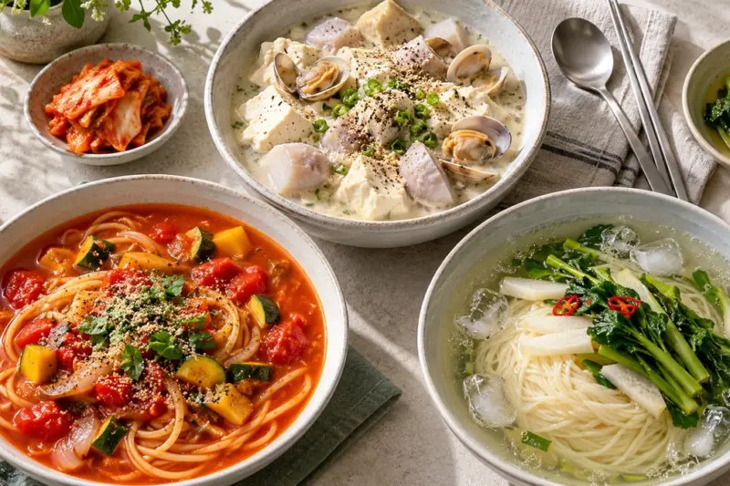 [레시피] 토란순두부찌개·토마토스프파스타·다이어트국수 3종…오늘의 레시피